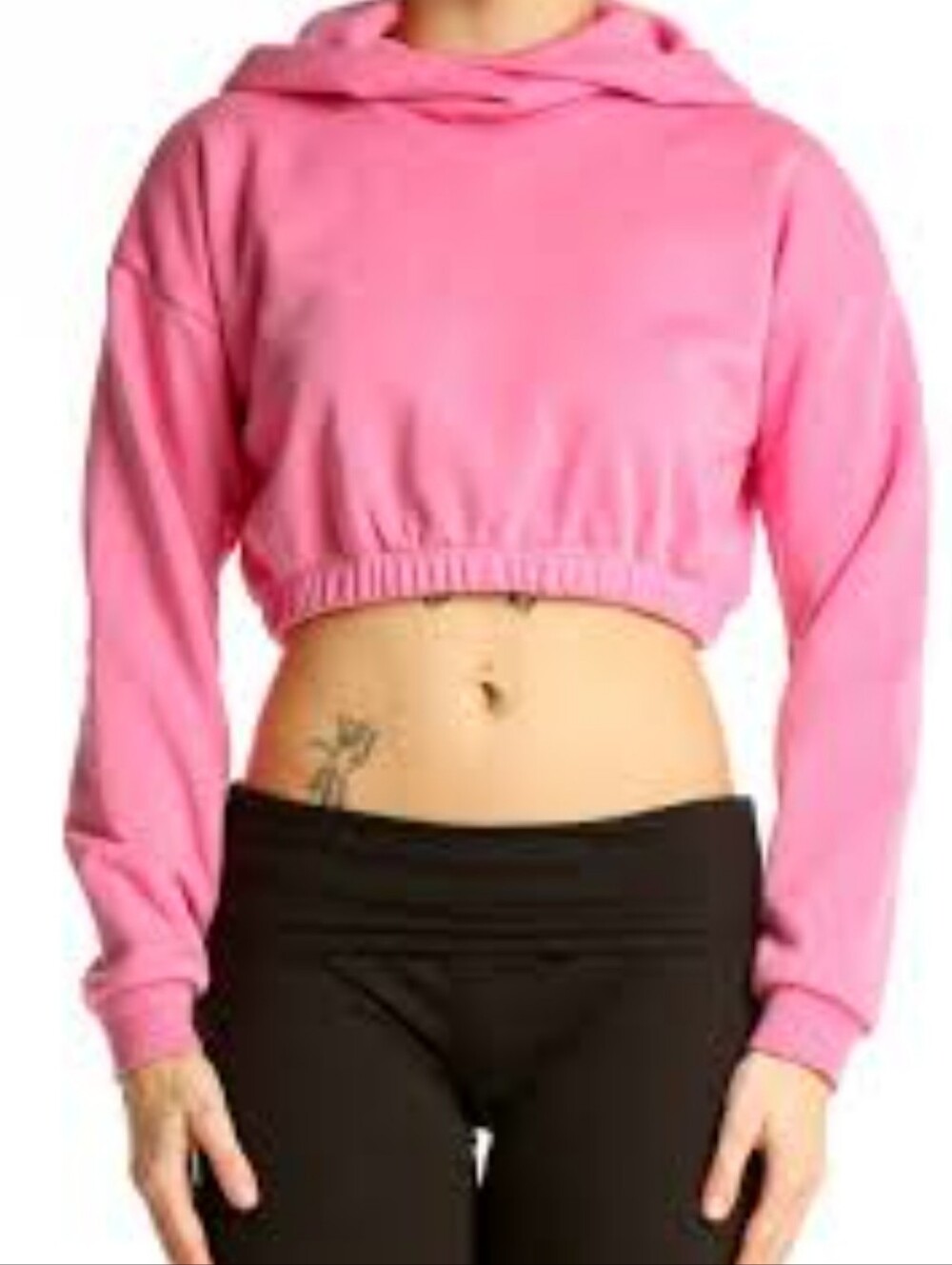 Naked Wardrobe Hot Pink Cropped Hoodie Sweatshirt Sz M New